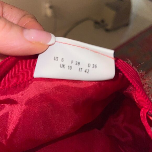 Akris Punto Womens Skirt Size 6 Red Gingham Organdy Rosette Applique Tulle Midi - Picture 11 of 12